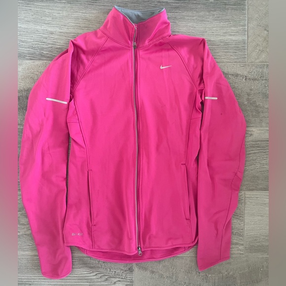 Nike Jackets & Blazers - Pink zip up Nike dri-fit running exercise jacket - small